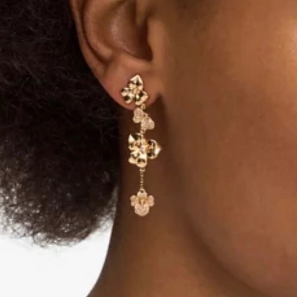 Kate Spade Gold Floral Statement Earrings - Picture 3 of 6